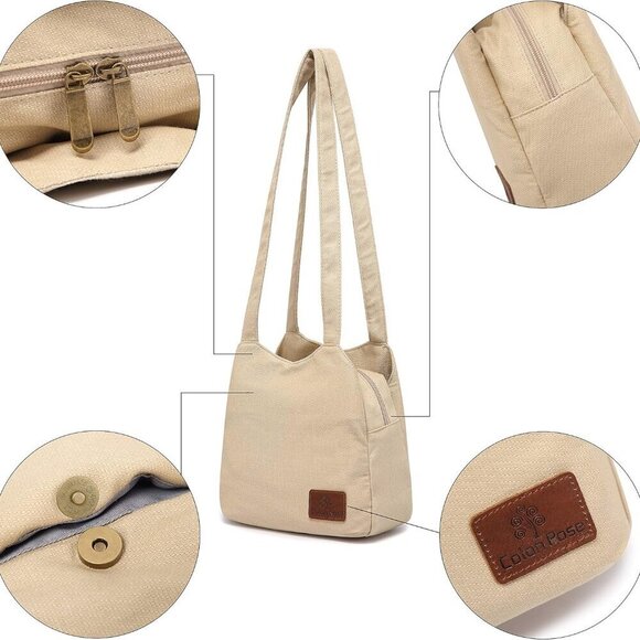 61p5VQadFOL._AC_UY1000_.jpg Mini Canvas Shoulder Bag Small Compact Crossbody with Multiple Compartments